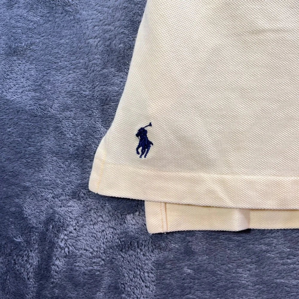 Ralph Lauren Mens Big M Polo Shirt Yellow Cotton Pique Button Down Collar Pocket